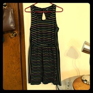 Patagonia black dress with multicolored stripes